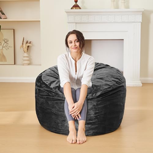 Grownup Bean Bag Chairs - Reminiscence Foam Beanbag Furnishings - Gentle Microfiber Couch for Youngsters and Teenagers - Plush Spherical Sofa for Residing Room, Bed room, or Faculty Dorm - 3 ft,