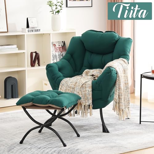 Tiita Trendy Lazy Chair with Ottoman - Massive Accent Lounge Couch for Leisure, Studying, and Leisure in Bed room, Dwelling Room, Dorms, and Backyard